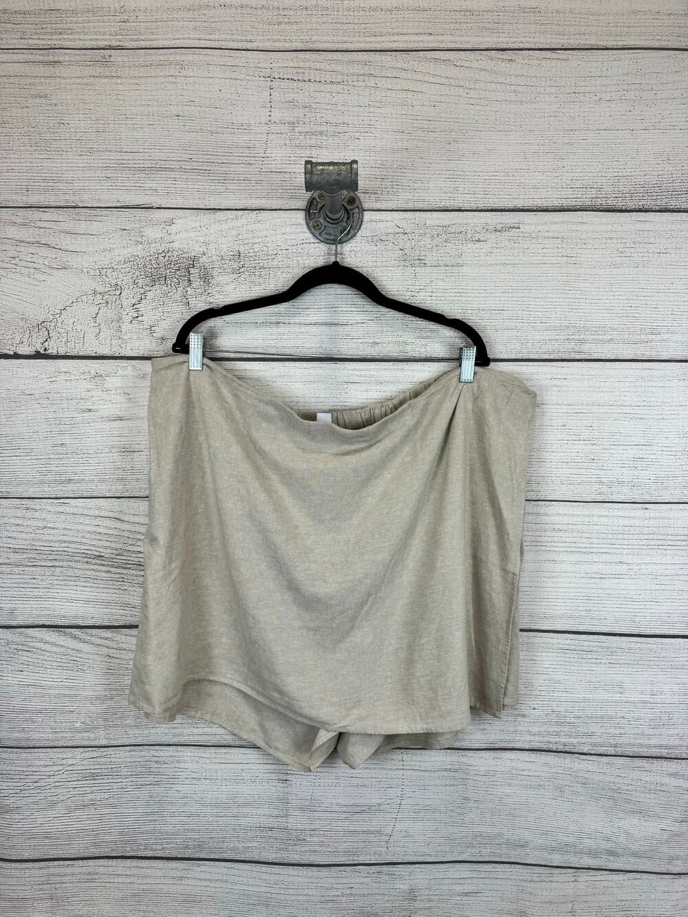Old Navy Plus Size Tan Khaki Faux Wrap Linen Blend Skort Size 3X